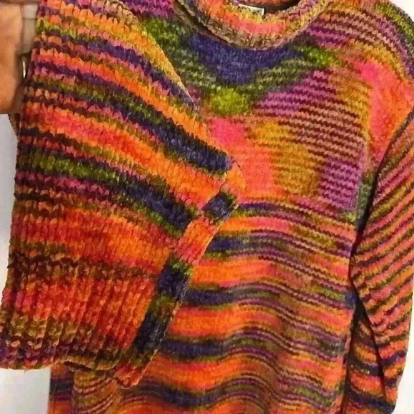 One Step Up Womens Vintage Sweater Med Knit 80’s Oversized Lagenlook Colorful - Picture 3 of 8